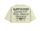 T-shirt Crop femme en coton souple parfait pour les festivals, la musique et les afters de couleur blanc