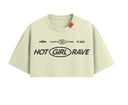 T-shirt Crop femme en coton souple parfait pour les festivals, la musique et les afters de couleur blanc